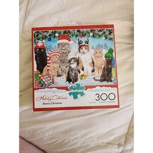 Buffalo Jigsaw Puzzle 300 Large‎ Pieces Holiday Collection Meowy Christmas